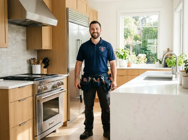 Appliance Repair Hero technician in a Broomall, PA kitchen after an appliance repair